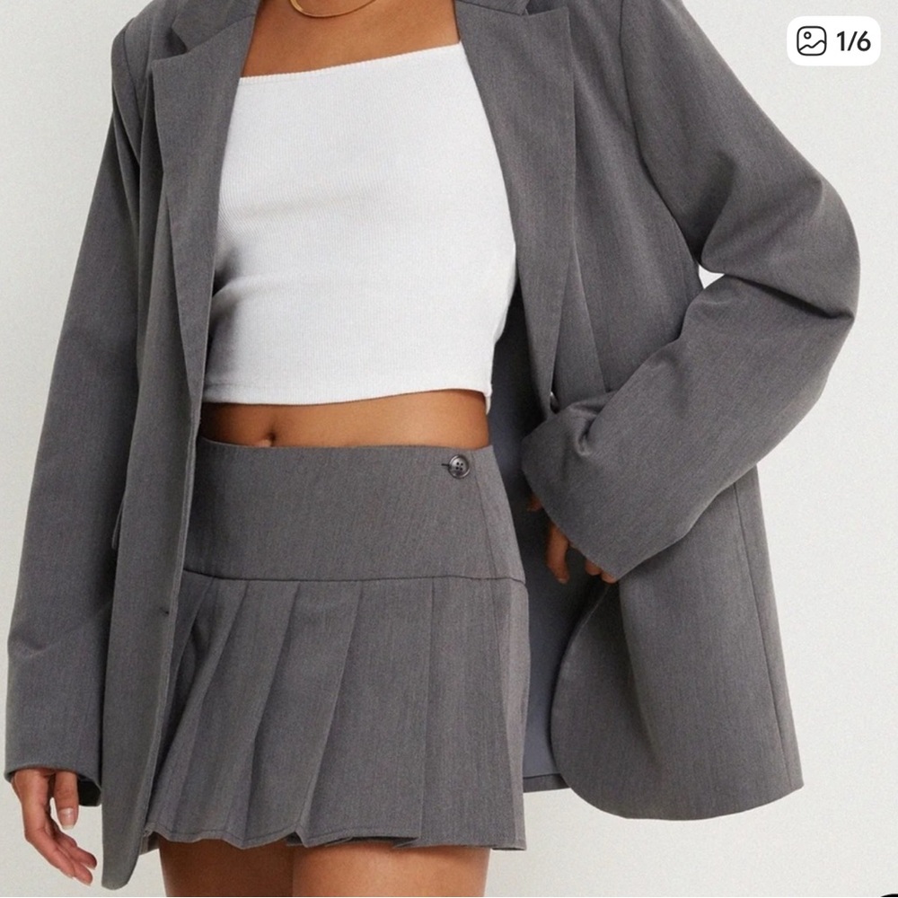 Casini Pleated Micro Skirt In Charcoal